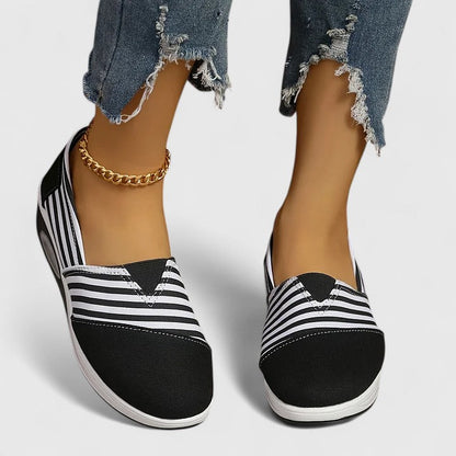 Julena | Orthopedic slip-on sneakers with stripes and design