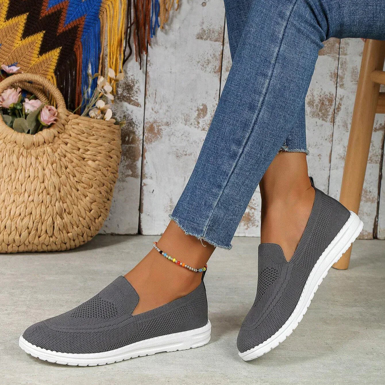 Claria | Baskets décontractées femme sans lacets en tissu respirant