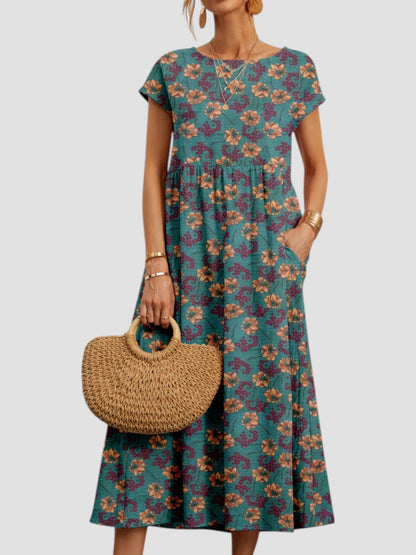 Ariadna | Women's summer midi dress with print and pockets