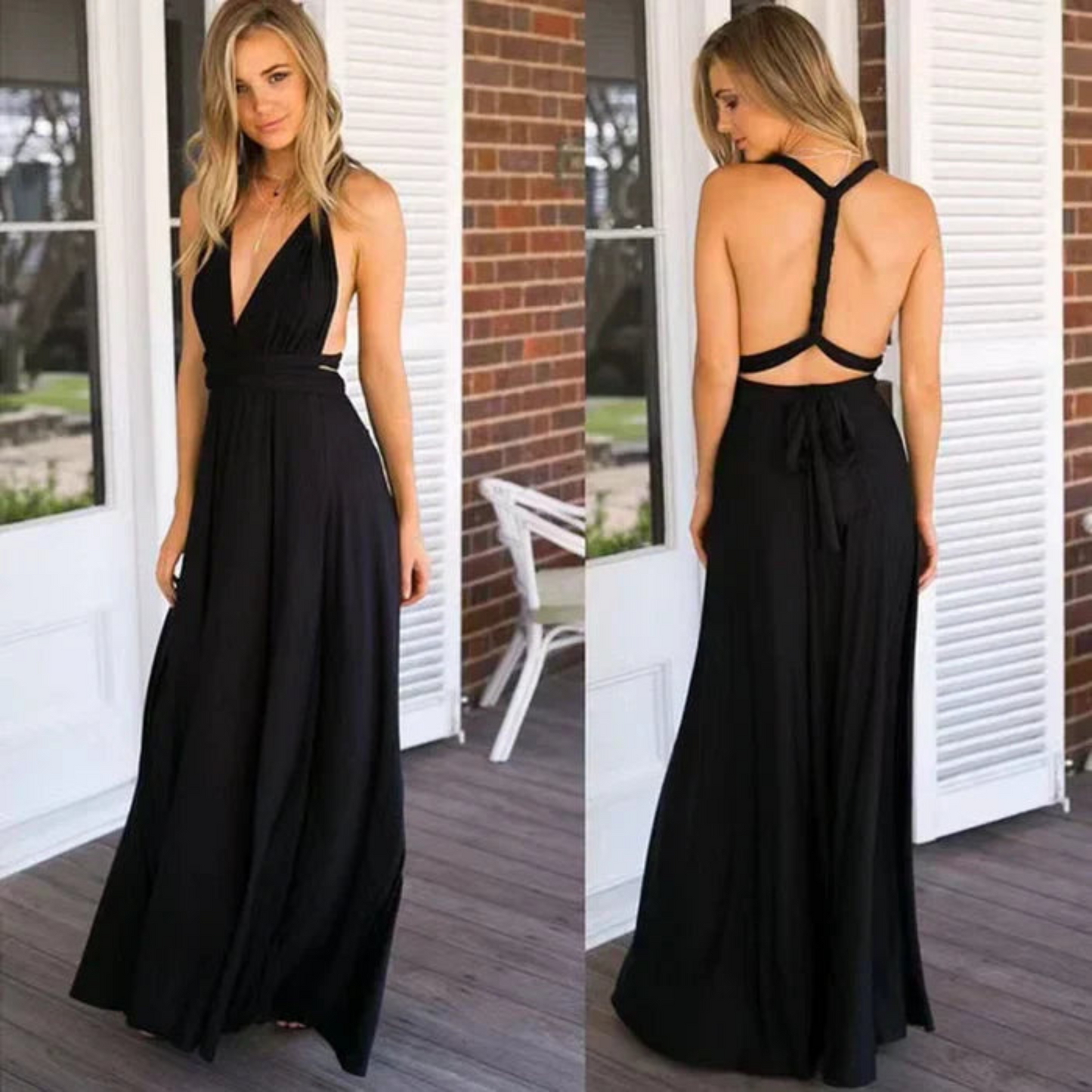 Elena | Robe longue dos nu avec un design polyvalent