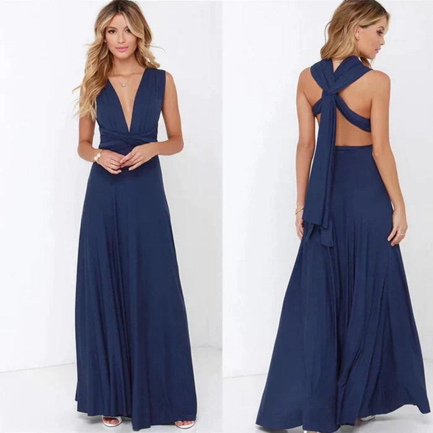 Elena | Robe longue dos nu avec un design polyvalent