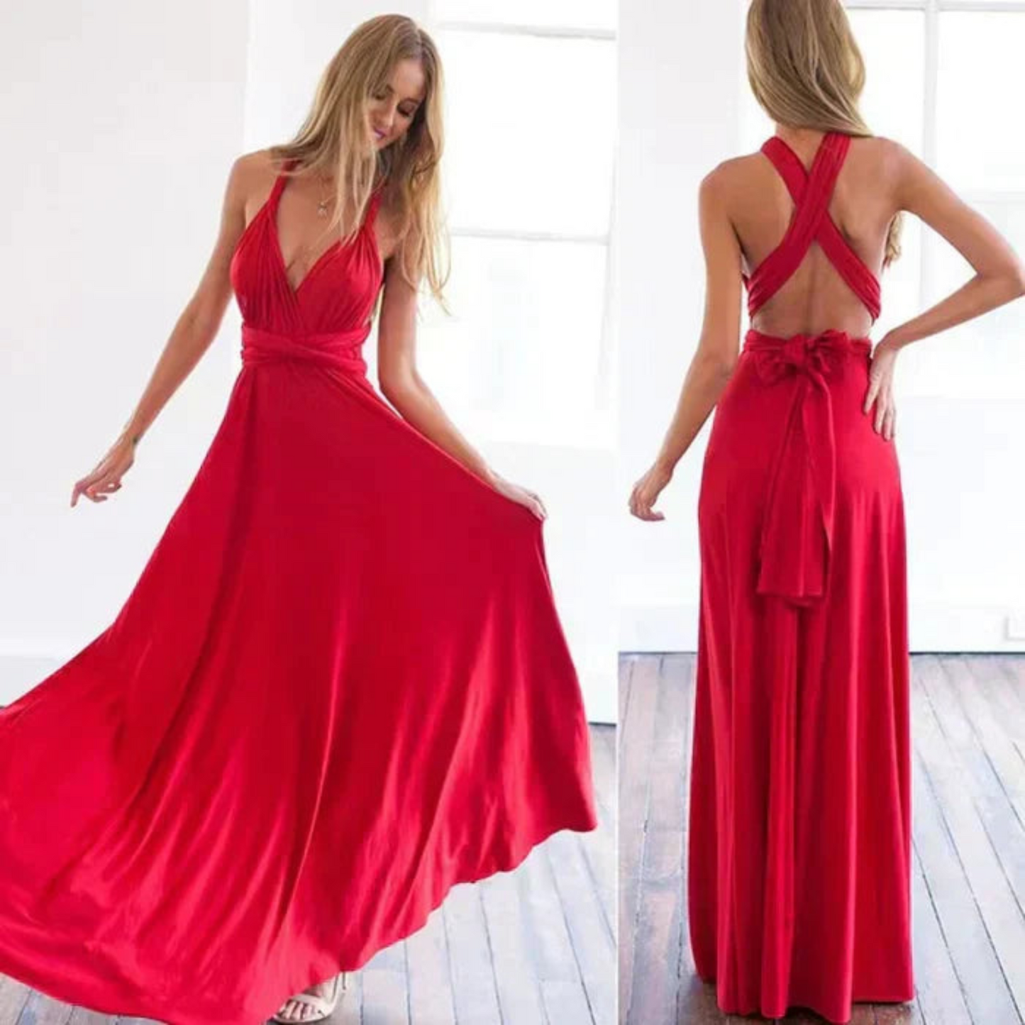 Elena | Robe longue dos nu avec un design polyvalent