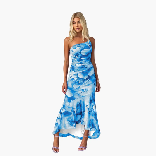 Catalina | Vestido para mujer de un hombro floral elegante