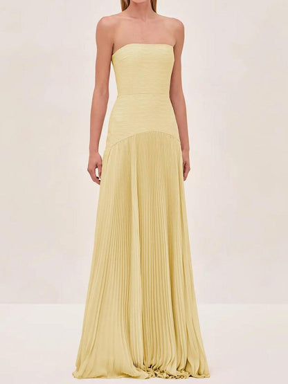 Elviera | Women's maxi dress with pleats and strapless wedding style