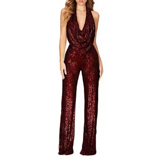 Paula | Combinaison élégante pour femme avec sequins et col halter