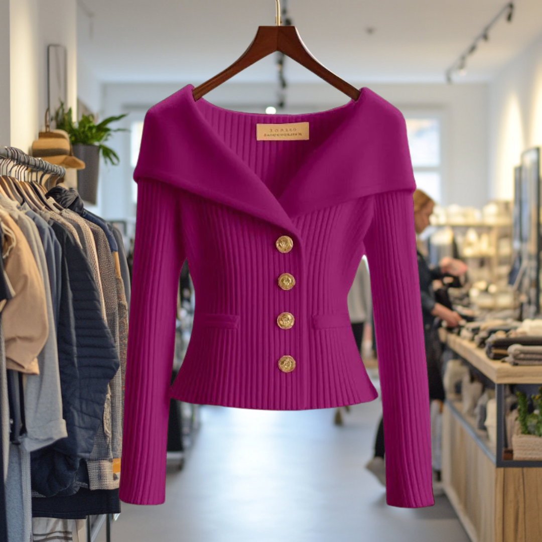Violeta | Jersey de canalé moderno para mujer con botones