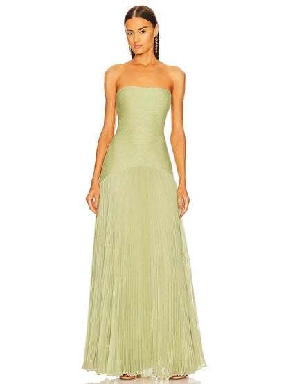 Elviera | Women's maxi dress with pleats and strapless wedding style