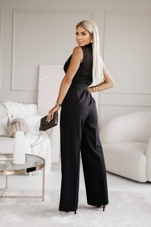 Candela | Jumpsuit elegante sin mangas con escote cruzado y cinturón