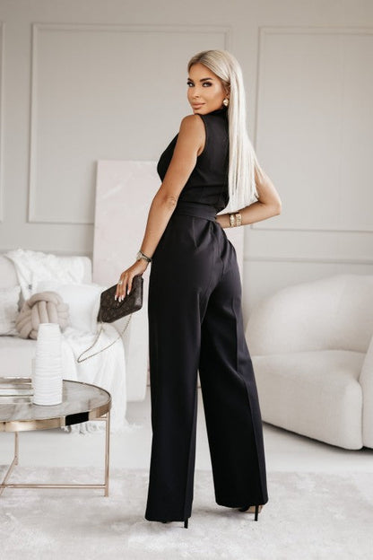 Candela | Jumpsuit elegante sin mangas con escote cruzado y cinturón