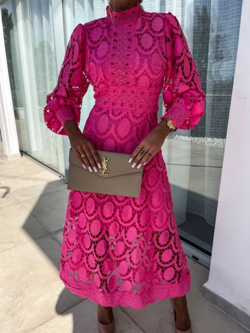Camila | Vestido Midi de Encaje con Manga Larga