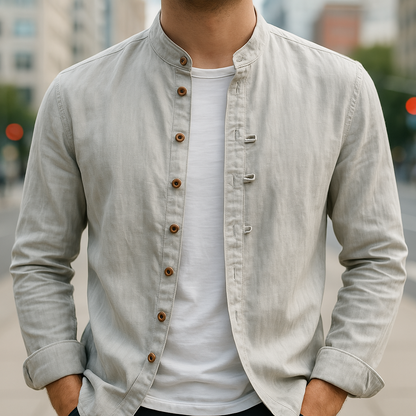 Lioren | Camisa con botones y manga larga de lino y algodón