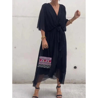 Camila | Women's V-neck midi dress with belt