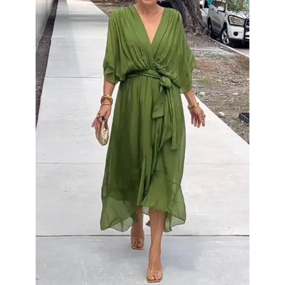 Camila | Women's V-neck midi dress with belt