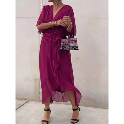 Camila | Women's V-neck midi dress with belt