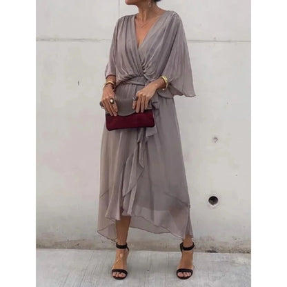 Camila | Women's V-neck midi dress with belt