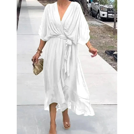 Camila | Women's V-neck midi dress with belt