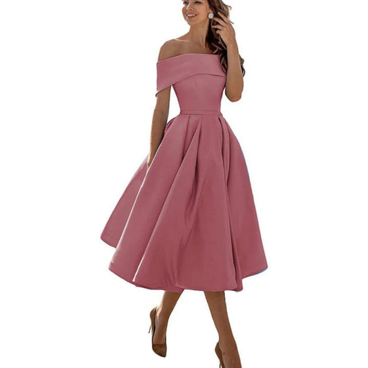 Marisol | Vestido midi para mujer con hombros descubiertos