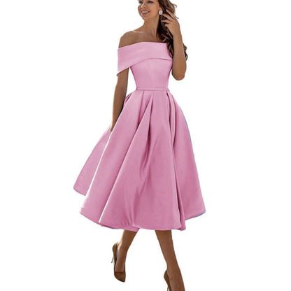 Marisol | Vestido midi para mujer con hombros descubiertos