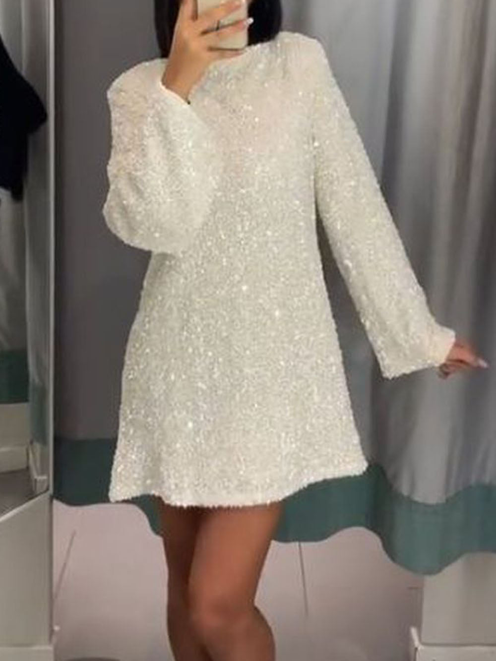 Mireia | Vestido corto de mujer con lentejuelas y detalle de lazo
