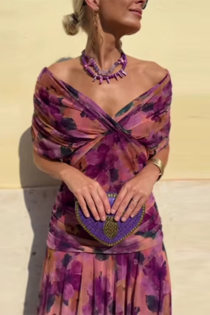 Salvadora | Vestido maxi elegante con escote en V y cintura drapeada