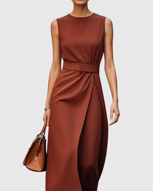 Josefina | Vestido elegante con cuello redondo y drapeado