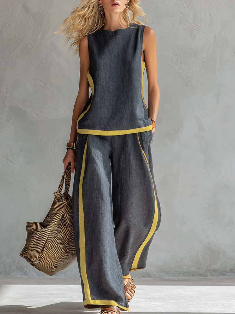 Leoncia | Conjunto elegante con top sin mangas y pantalón
