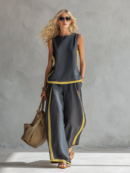 Leoncia | Conjunto elegante con top sin mangas y pantalón