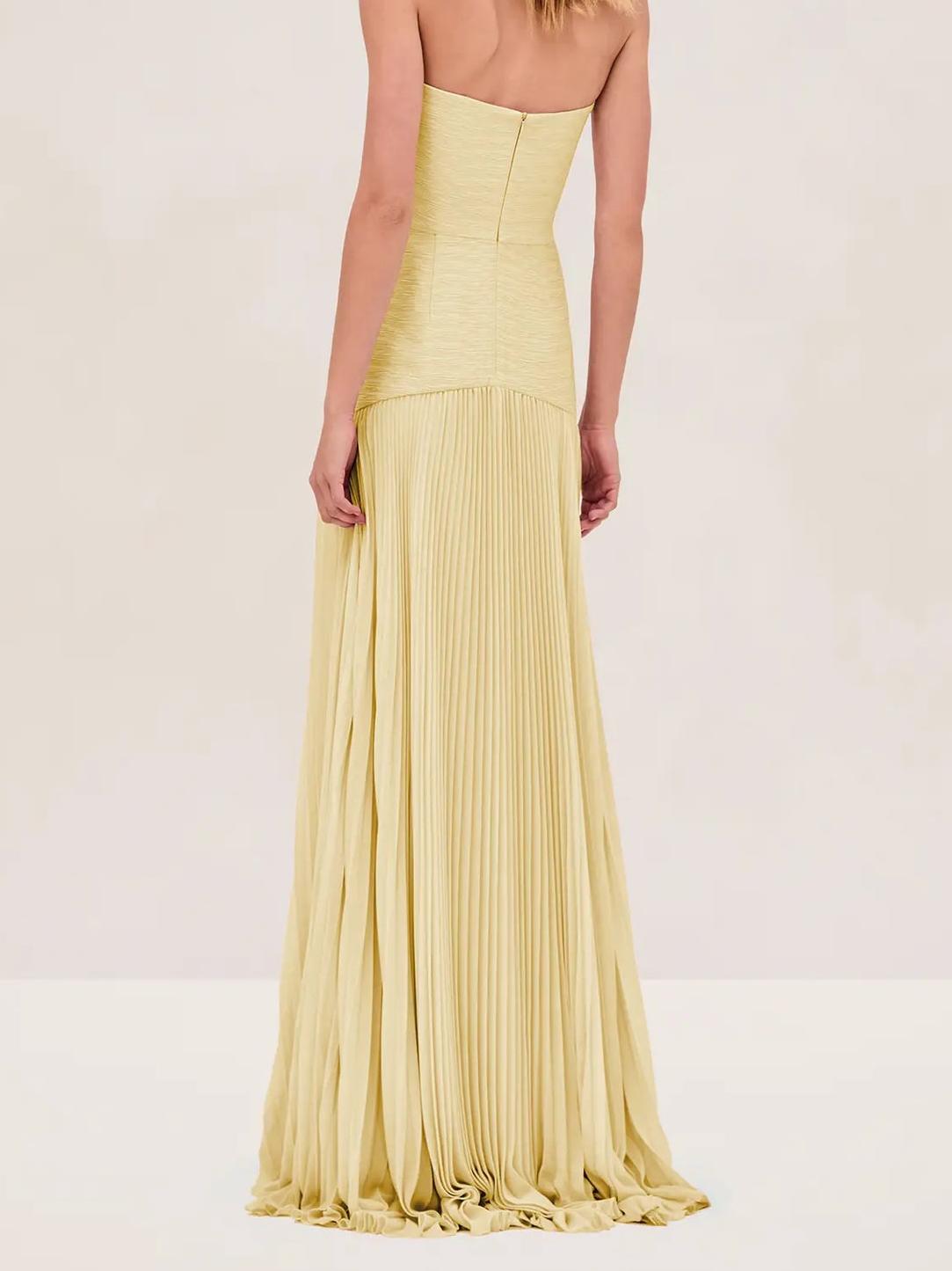 Elviera | Women's maxi dress with pleats and strapless wedding style