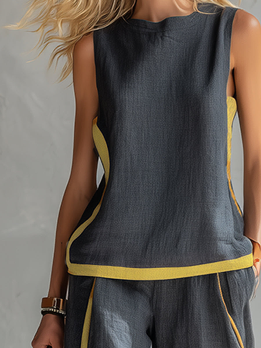Leoncia | Conjunto elegante con top sin mangas y pantalón