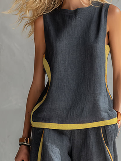 Leoncia | Conjunto elegante con top sin mangas y pantalón