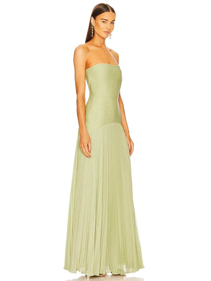 Elviera | Women's maxi dress with pleats and strapless wedding style