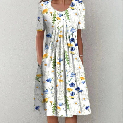 Aroha | Casual Floral Print Dress with Pockets