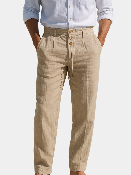 Zarev | Lightweight linen pants with drawstring and pockets