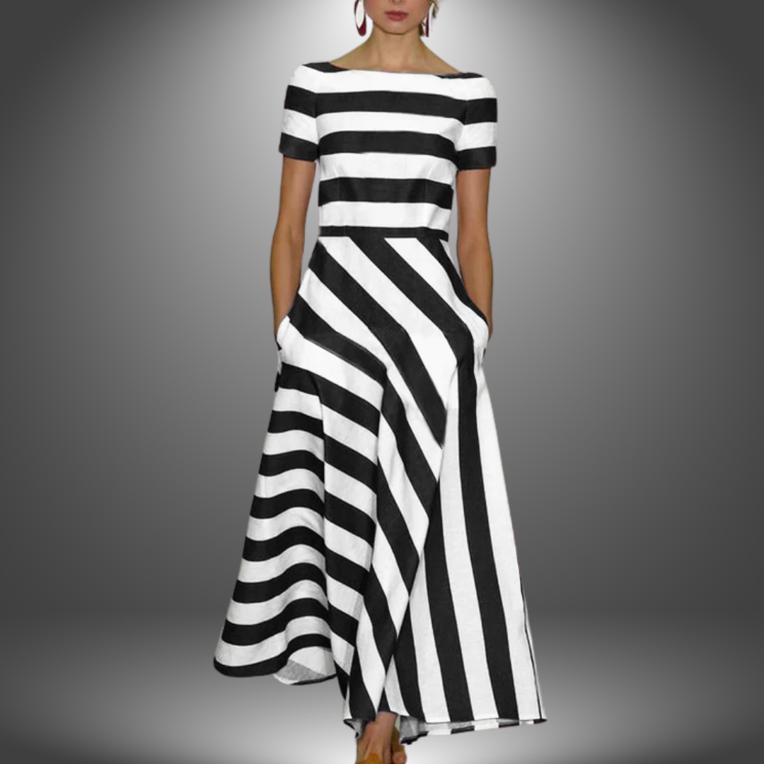 Natalia | Maxi dress with stripes and short sleeves