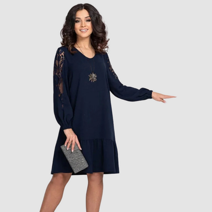 Lorea | Women's Long-Sleeved Midi Dress with Loose Silhouette