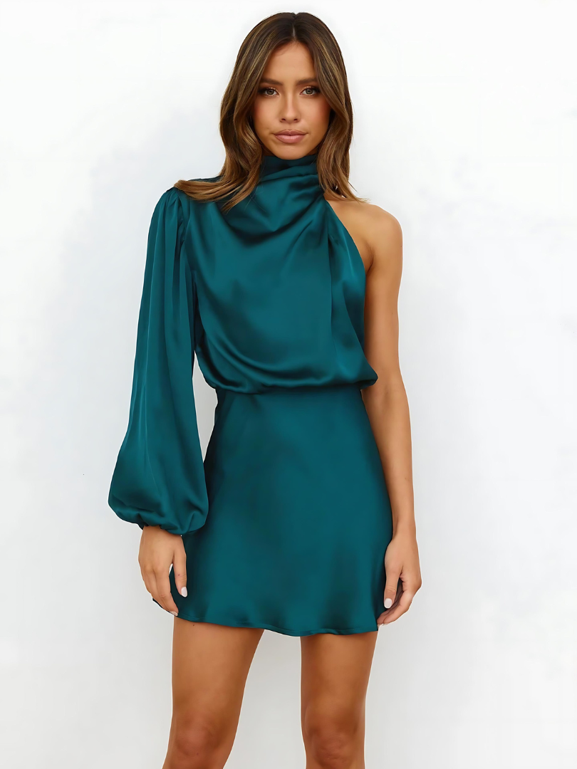 Elisa | Robe élégante à une épaule avec manche longue et coupe ample