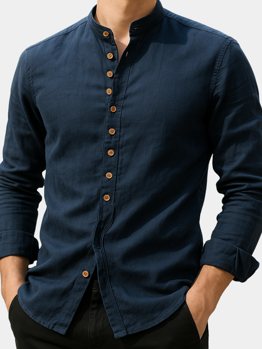 Lioren | Linen and cotton long-sleeve button-up shirt