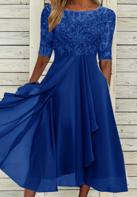 Selinda | Vestido midi formal para mujer con falda plisada y corte estilizado | Sofisticado