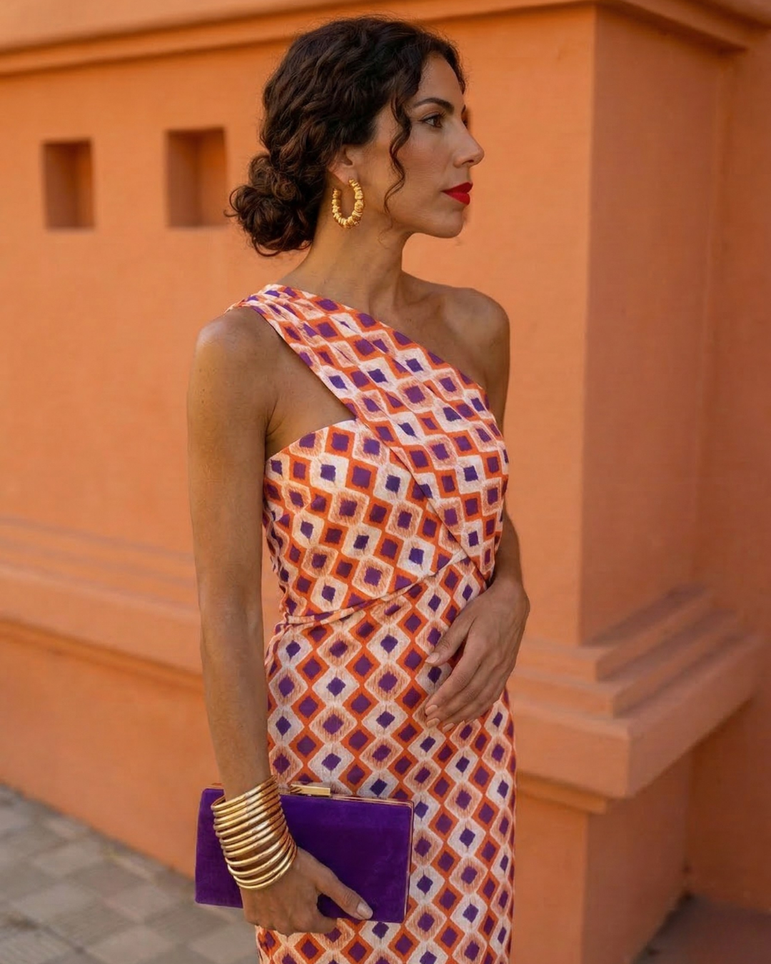 Andrea | Vestido midi de verano de un solo hombro asimétrico