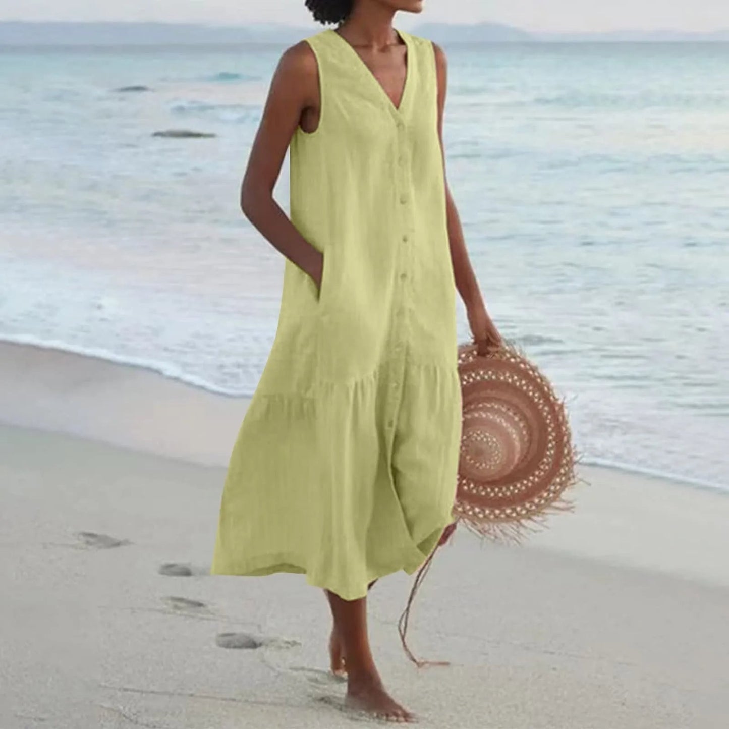 Judy | V-Neck Sleeveless Midi Dress