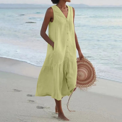 Judy | V-Neck Sleeveless Midi Dress
