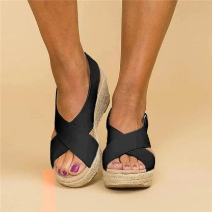 Xiadani | Sandalias de cuña para mujer con tiras cruzadas | Verano