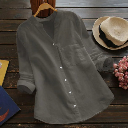 Fleur | Chemise à manches longues et poche, sans col à revers