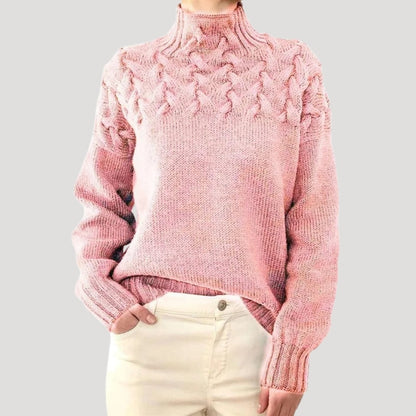 Justa | Jersey de invierno de punto trenzado con cuello alto para mujer
