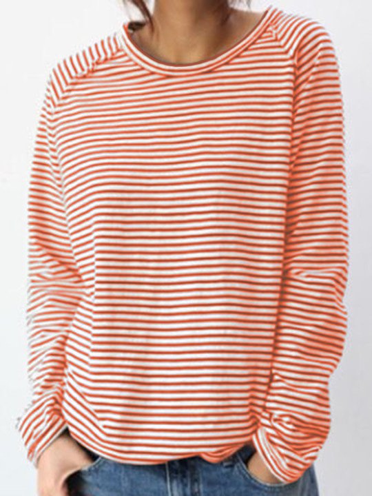 Carolina | Camiseta de manga larga con rayas y cuello redondo