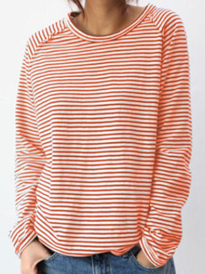 Carolina | Camiseta de manga larga con rayas y cuello redondo
