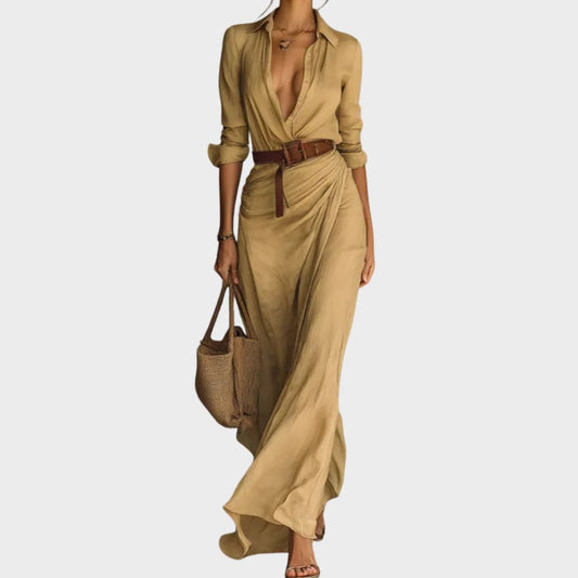 Luna | Robe longue élégante avec décolleté en V et design croisé