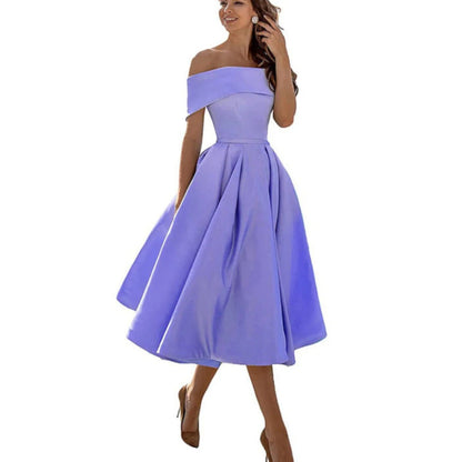 Marisol | Vestido midi para mujer con hombros descubiertos