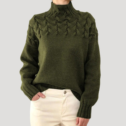 Justa | Jersey de invierno de punto trenzado con cuello alto para mujer