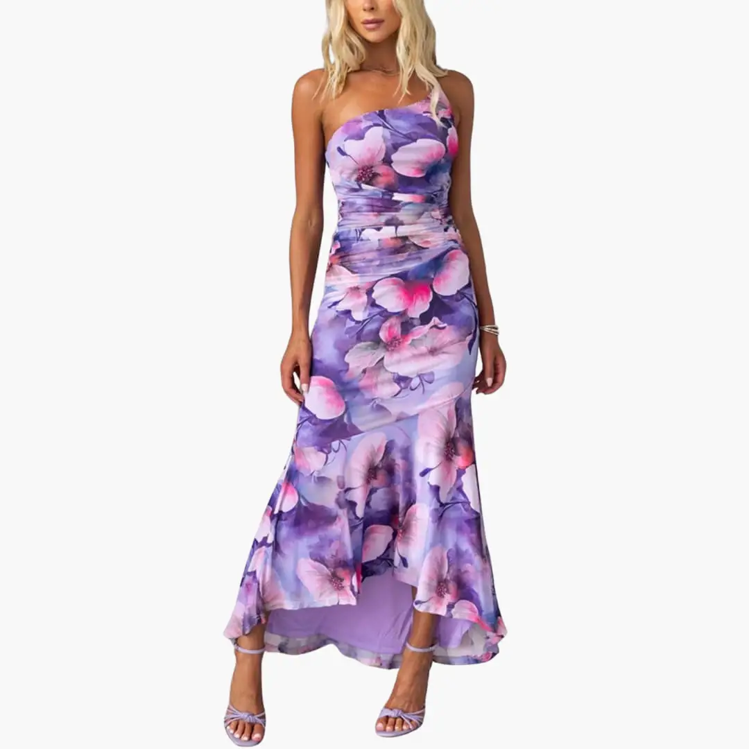 Catalina | Vestido para mujer de un hombro floral elegante